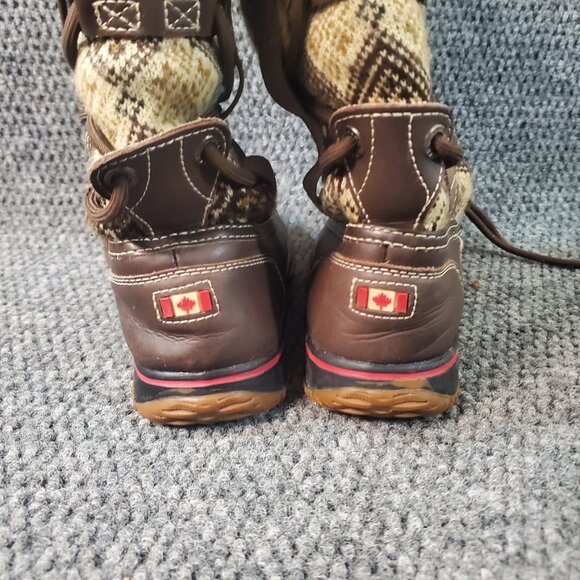 Pajar Canada Boots Womens 5-5.5 Brown Fair Isle Sherpa Winter Regatta Snow Tall - Picture 8 of 9